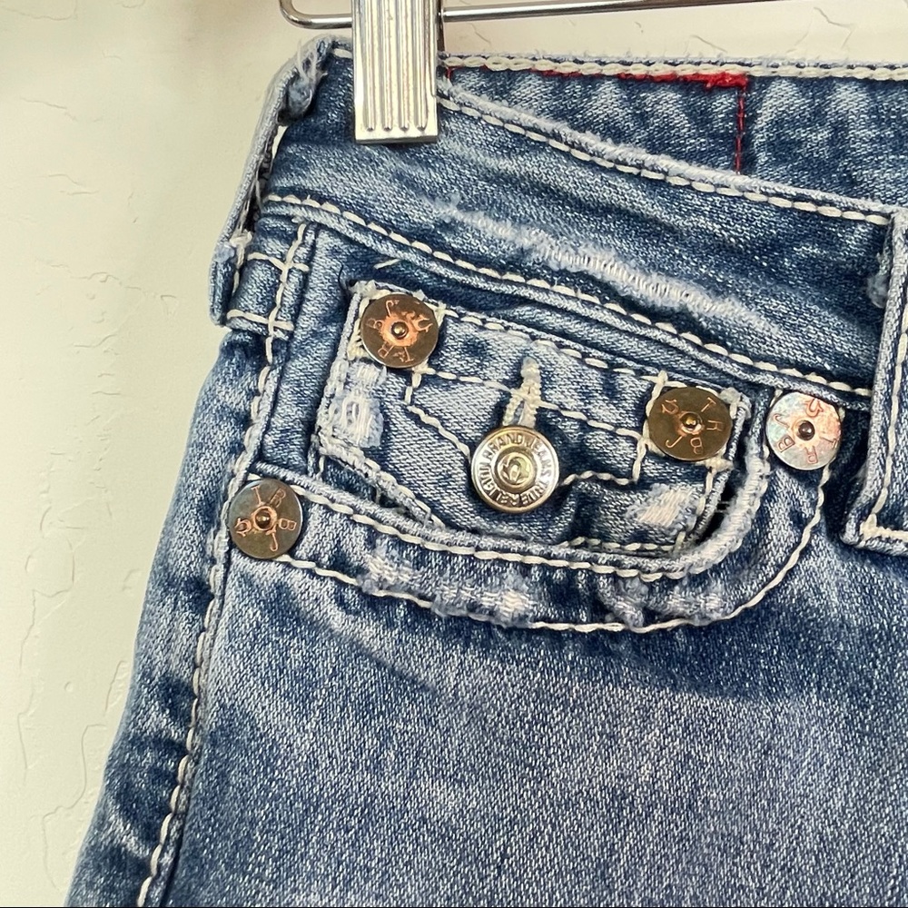 True Religion Y2K Joey Low Rise Cut Off Flap Pocket Denim Shorts Size 24 - Picture 6 of 16